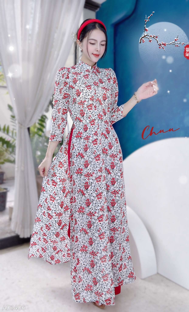 Áo Dài Tứ Thân 3T Nút Bọc AD1406 (áo lẻ) - Xanh Ngọc