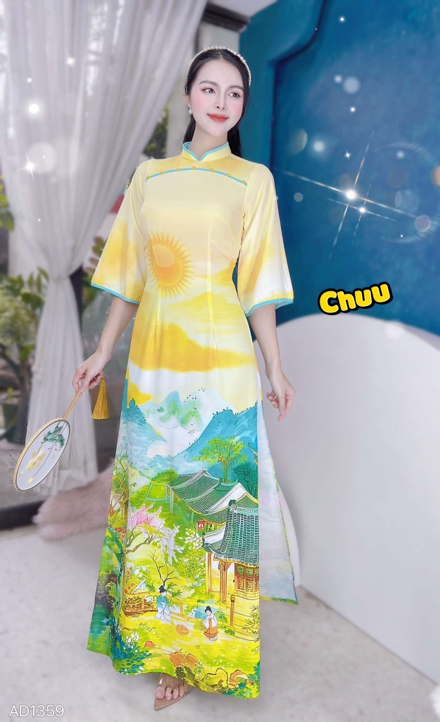 Áo Dài Tranh Cung Đình AD1359 (áo lẻ)