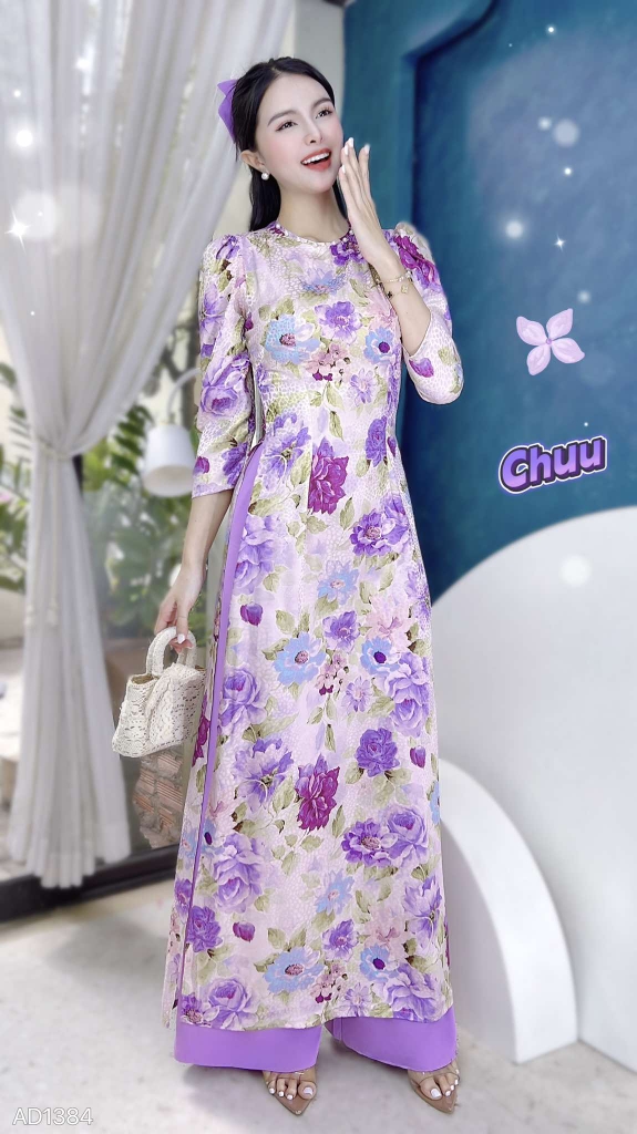 Áo Dài Vân Gấm Ngọc Màu AD1384 (áo lẻ)