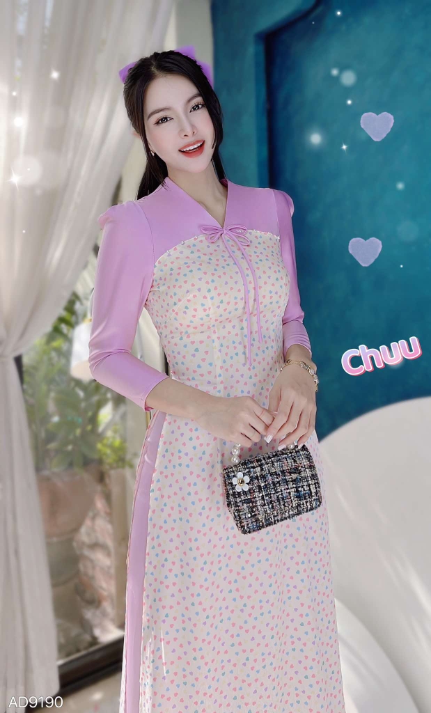 Áo Dài Hoa 4 Cánh AD9190 (áo lẻ)