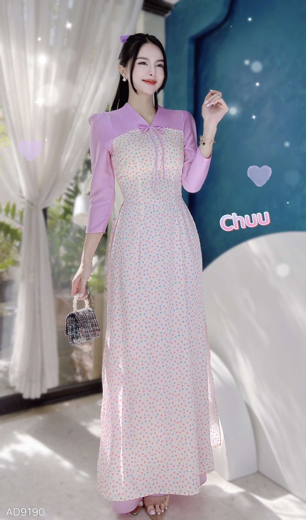 Áo Dài Hoa 4 Cánh AD9190 (áo lẻ)