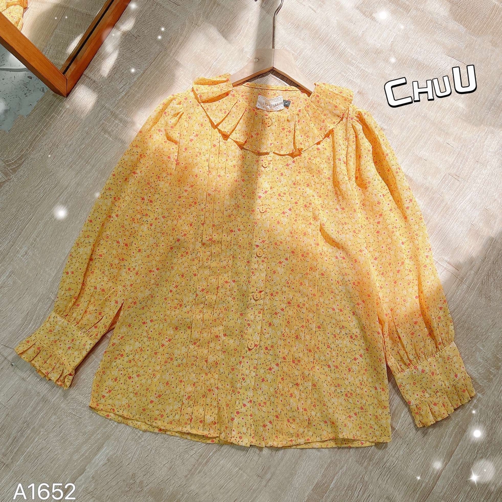 Áo Sơ Mi Voan Hàn Cổ Xếp A1652