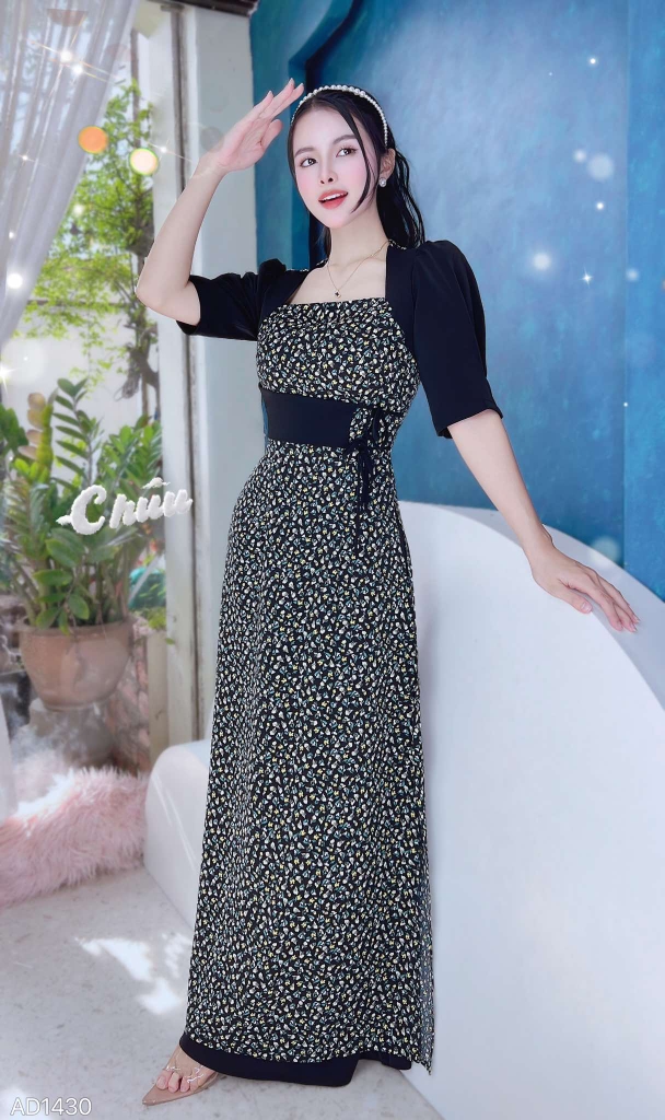 Áo Dài Cột Eo Cổ Vuông AD1430 (áo lẻ)