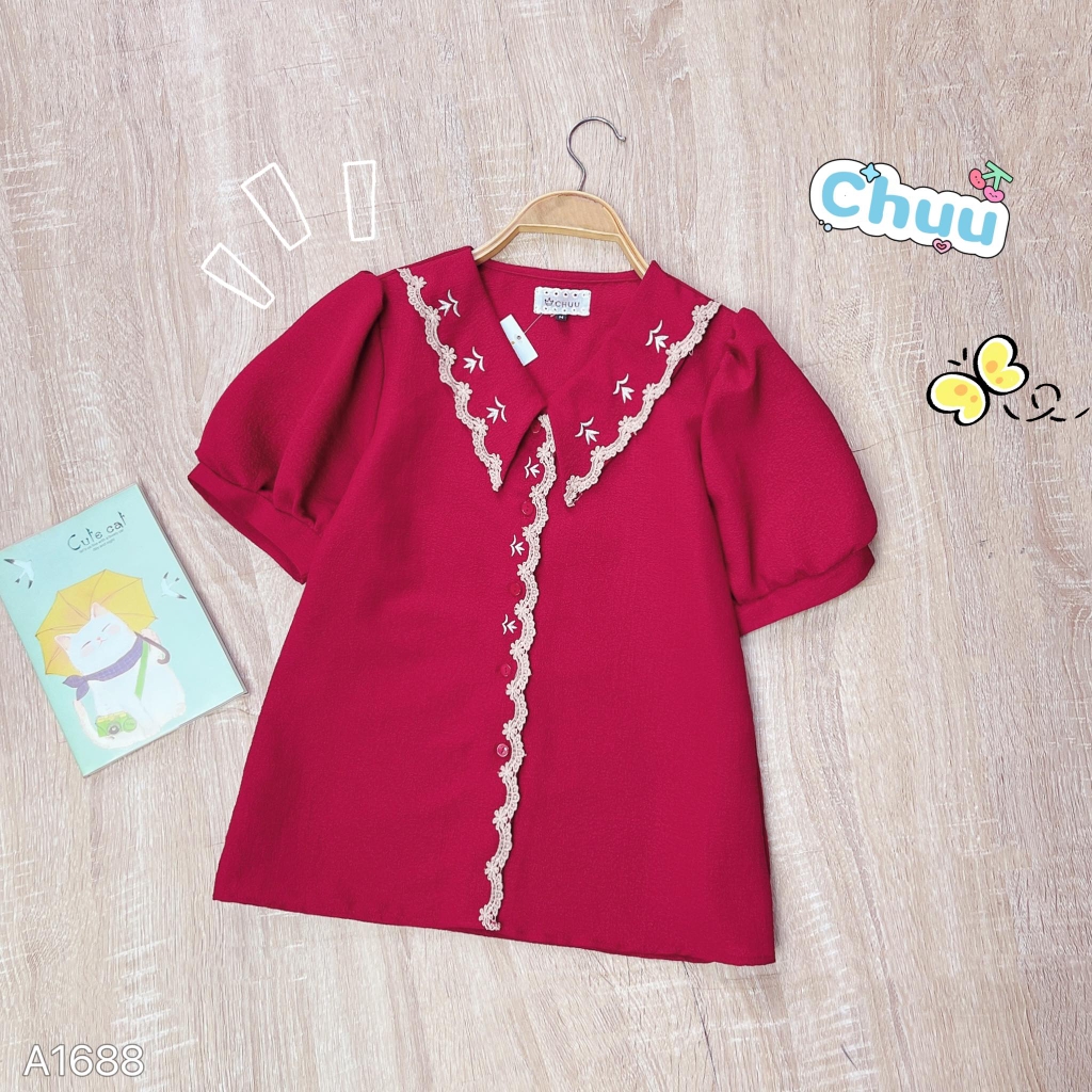 Áo Sơ Mi Xốp Thêu Cỏ Lá A1688