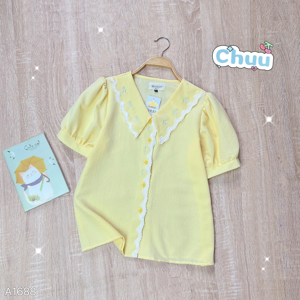 Áo Sơ Mi Xốp Thêu Cỏ Lá A1688