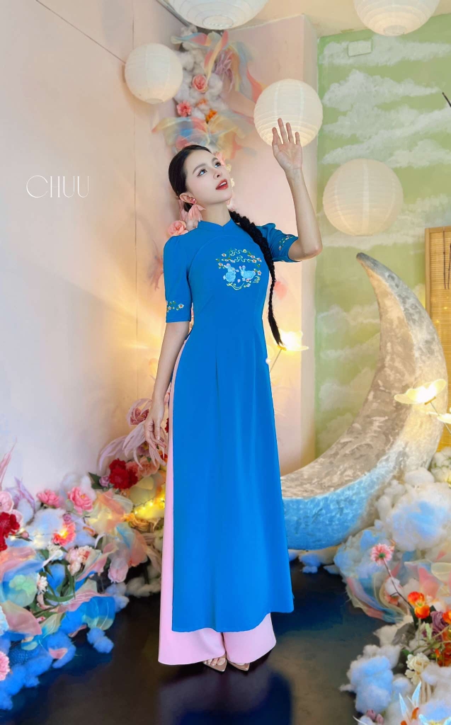 Áo Dài Thỏ Trắng Uyên Ương AD1444 (áo lẻ)
