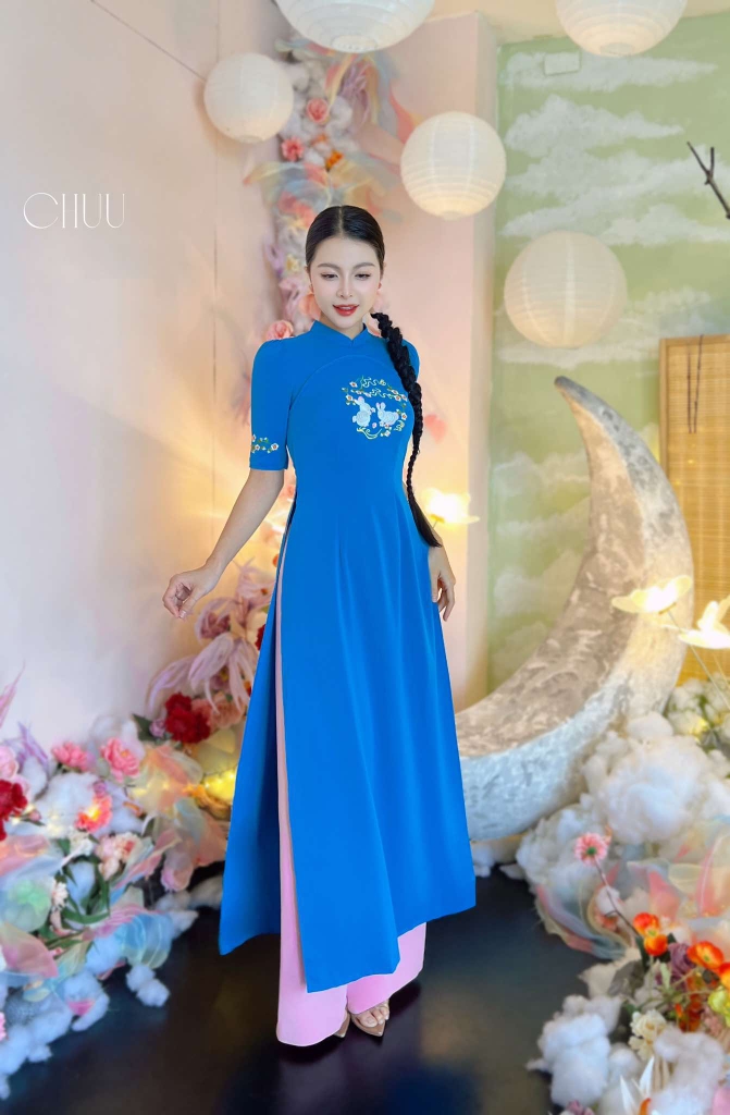 Áo Dài Thỏ Trắng Uyên Ương AD1444 (áo lẻ)