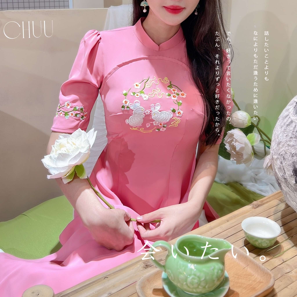 Áo Dài Thỏ Trắng Uyên Ương AD1444 (áo lẻ)