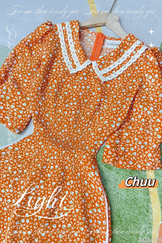 Áo Dài Cổ Sam Ren Sweet AD1408 (áo lẻ)