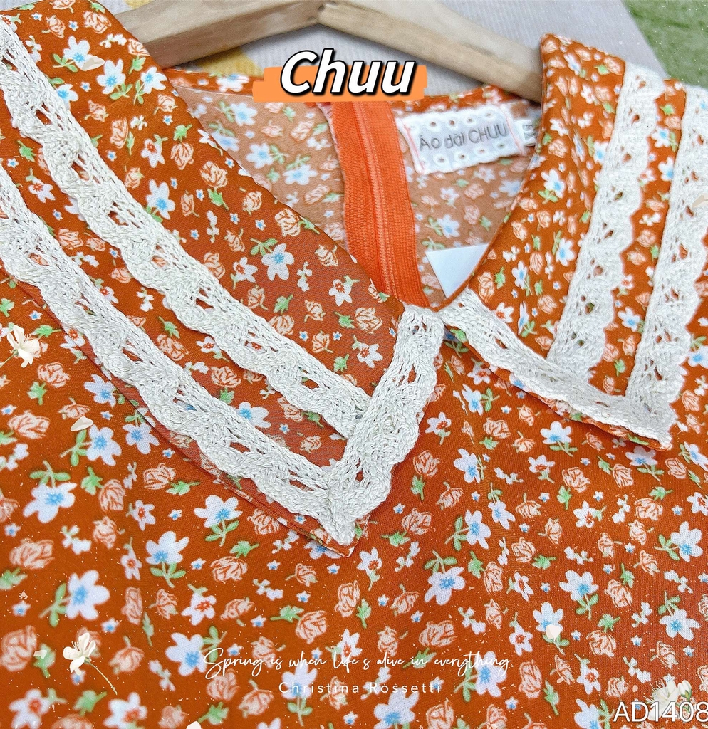 Áo Dài Cổ Sam Ren Sweet AD1408 (áo lẻ)