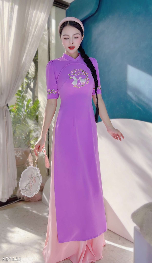 Áo Dài Thỏ Trắng Uyên Ương AD1444 (áo lẻ)