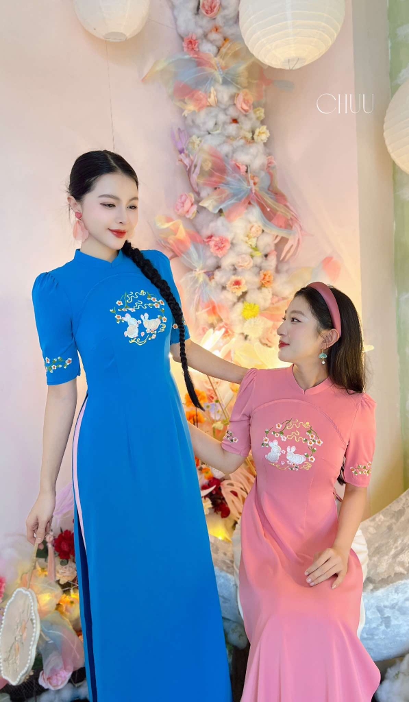 Áo Dài Thỏ Trắng Uyên Ương AD1444 (áo lẻ)