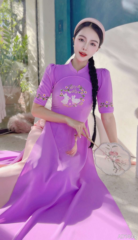 Áo Dài Thỏ Trắng Uyên Ương AD1444 (áo lẻ)