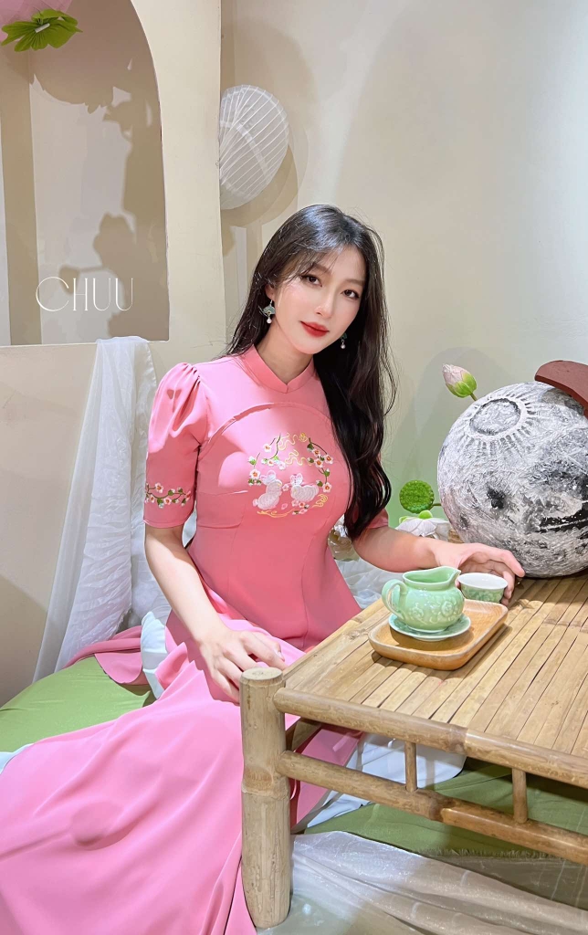Áo Dài Thỏ Trắng Uyên Ương AD1444 (áo lẻ)
