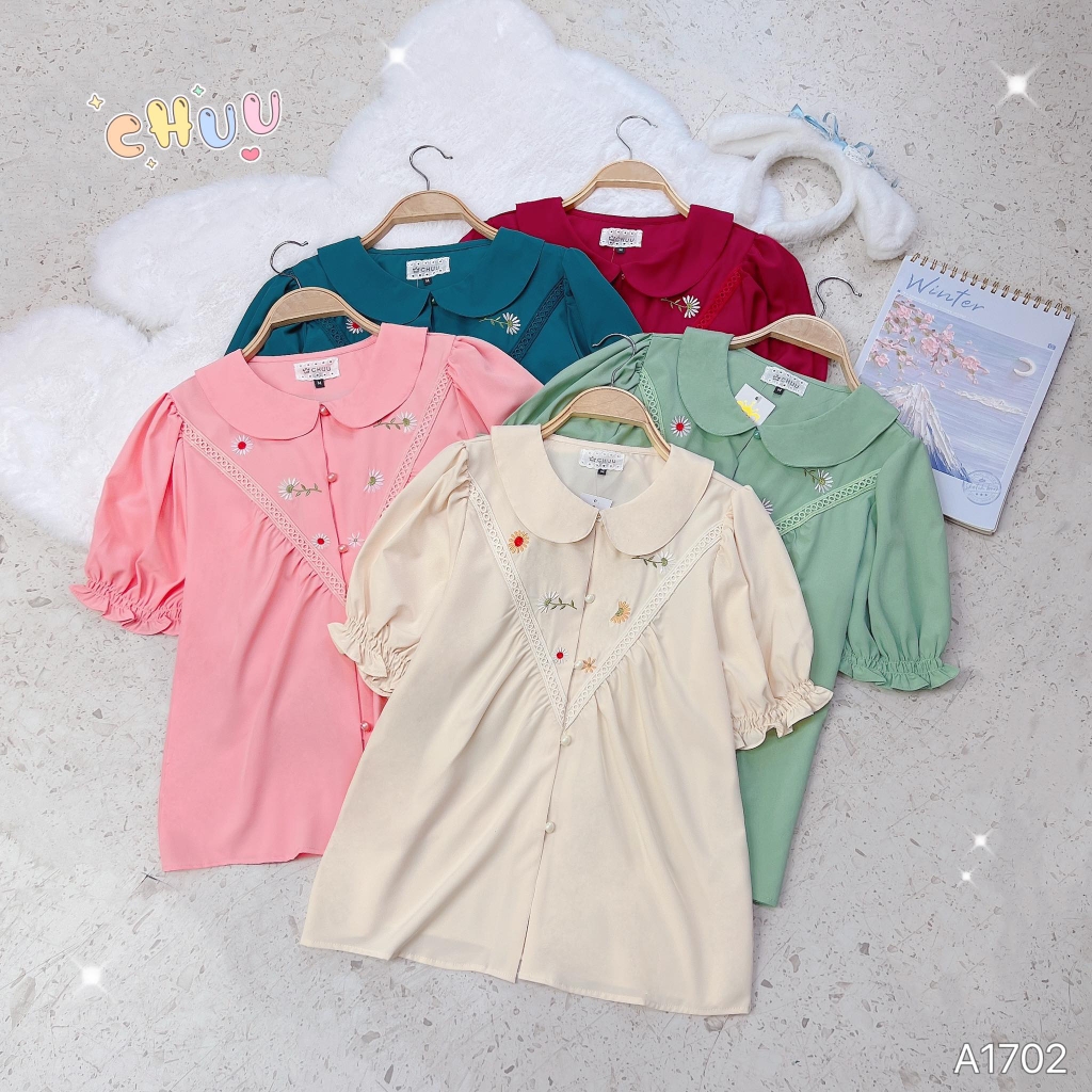 Áo Sơ Mi Cổ Sen Lá Rơi A1702