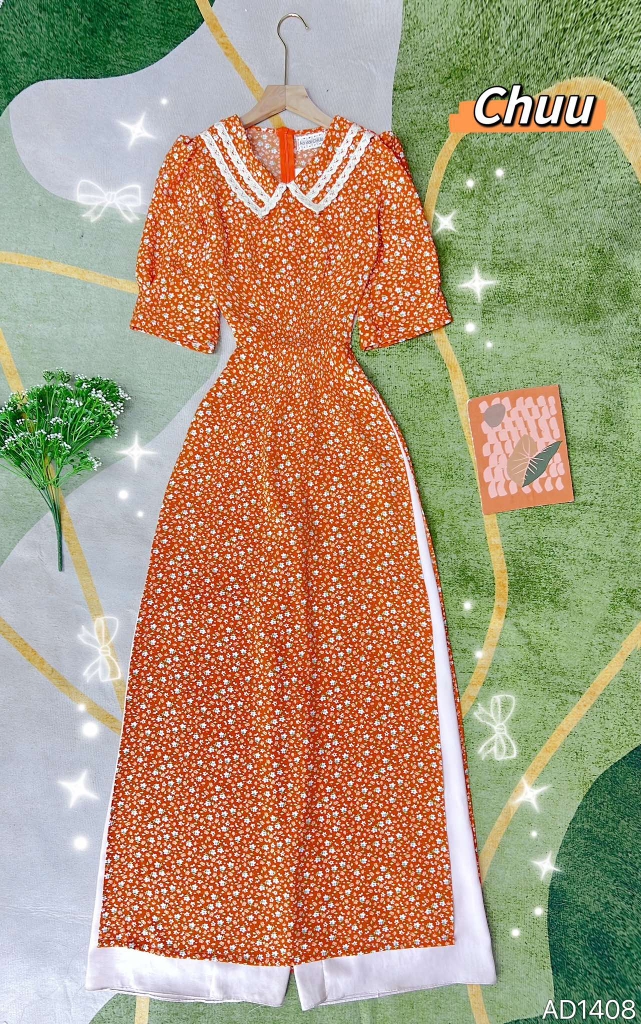 Áo Dài Cổ Sam Ren Sweet AD1408 (áo lẻ)