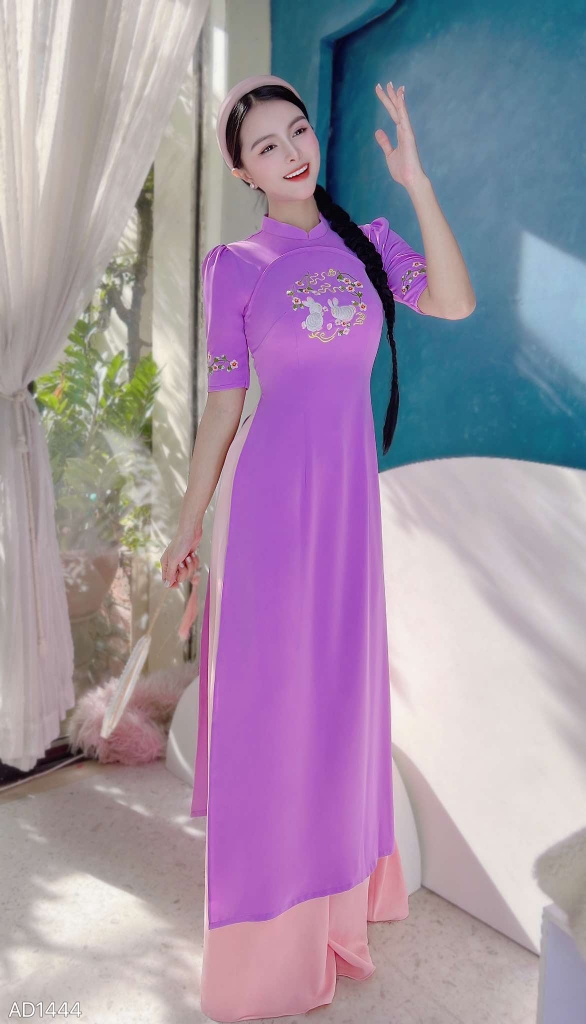 Áo Dài Thỏ Trắng Uyên Ương AD1444 (áo lẻ)
