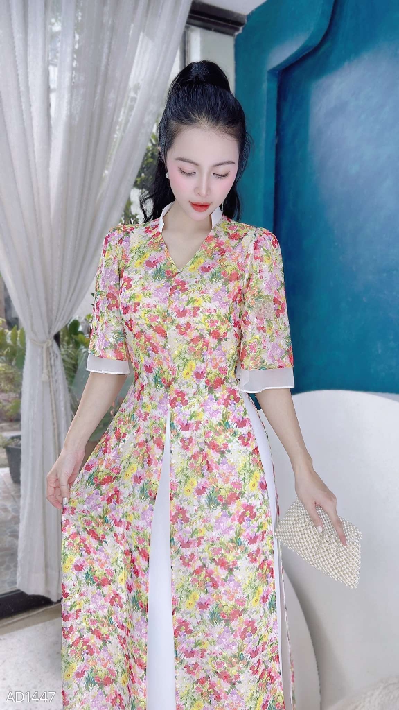 Áo Dài 4T Cổ Y AD1447 (áo lẻ)