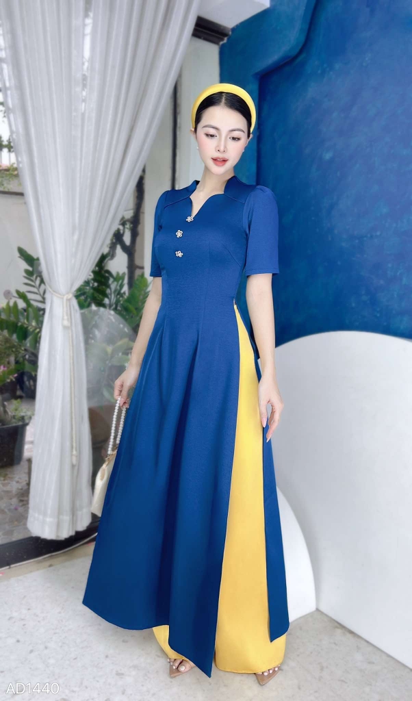 Áo Dài Cổ M Cát Nhung AD1440 (áo lẻ)