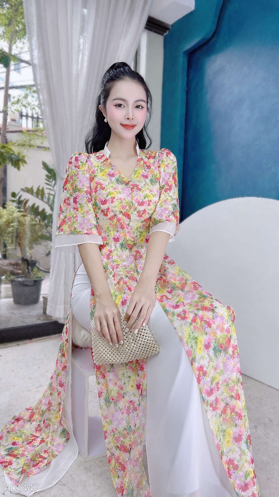 Áo Dài 4T Cổ Y AD1447 (áo lẻ)