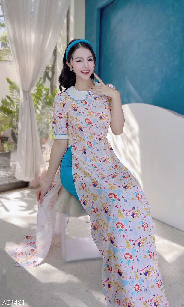 Áo Dài Cổ Mây Disney AD1481 (áo lẻ)