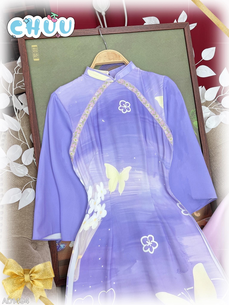 Áo Dài Violet Tuyết Rơi AD1494 (áo lẻ)