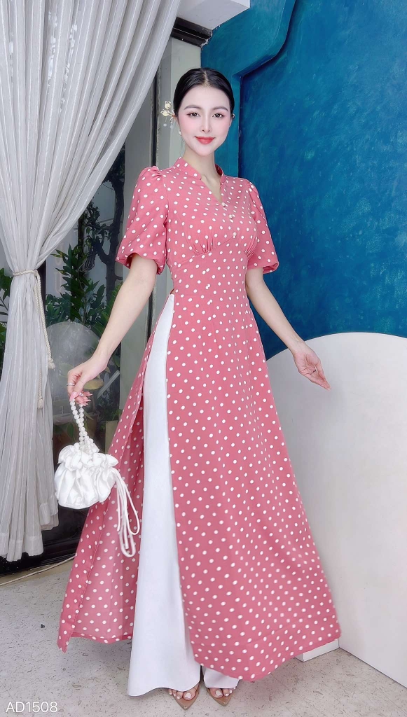 Áo Dài Cổ Kim Cương Bi AD1508 (áo lẻ)