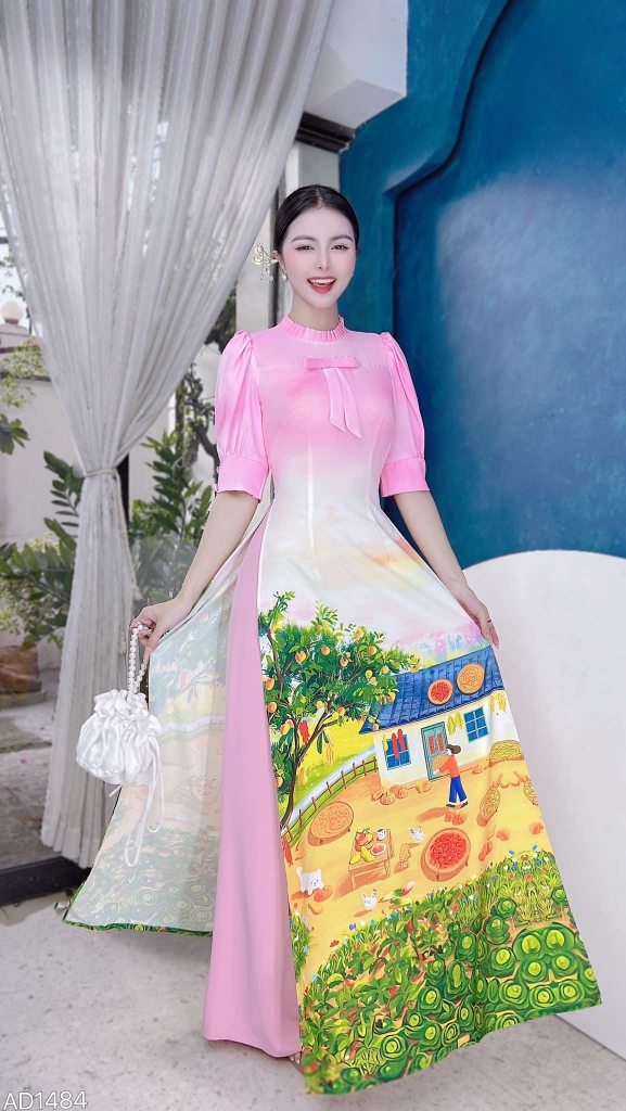 Áo Dài Khu Vườn Nắng AD1484 (áo lẻ)