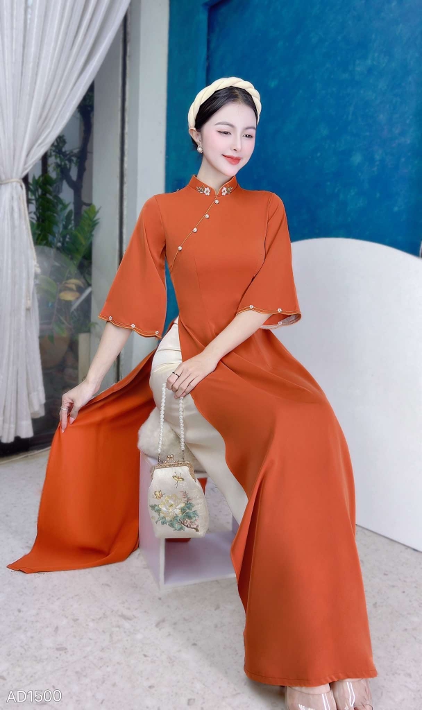 Áo Dài Bông Mai White AD1500 (áo lẻ)