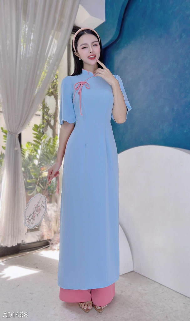 Áo Dài Cổ Cánh Hoa Sen AD1498 (áo lẻ)