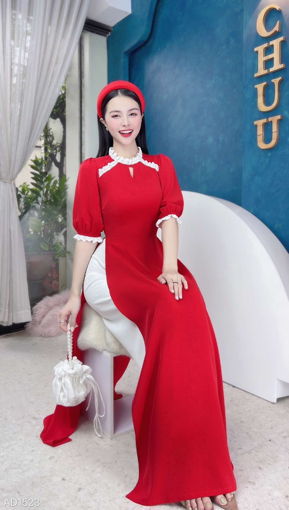 Áo Dài Tằm Ren Boi AD1523 (áo lẻ)