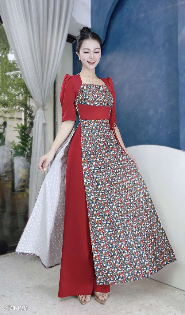 Áo Dài Cột Eo Cổ Vuông AD1430 (áo lẻ)