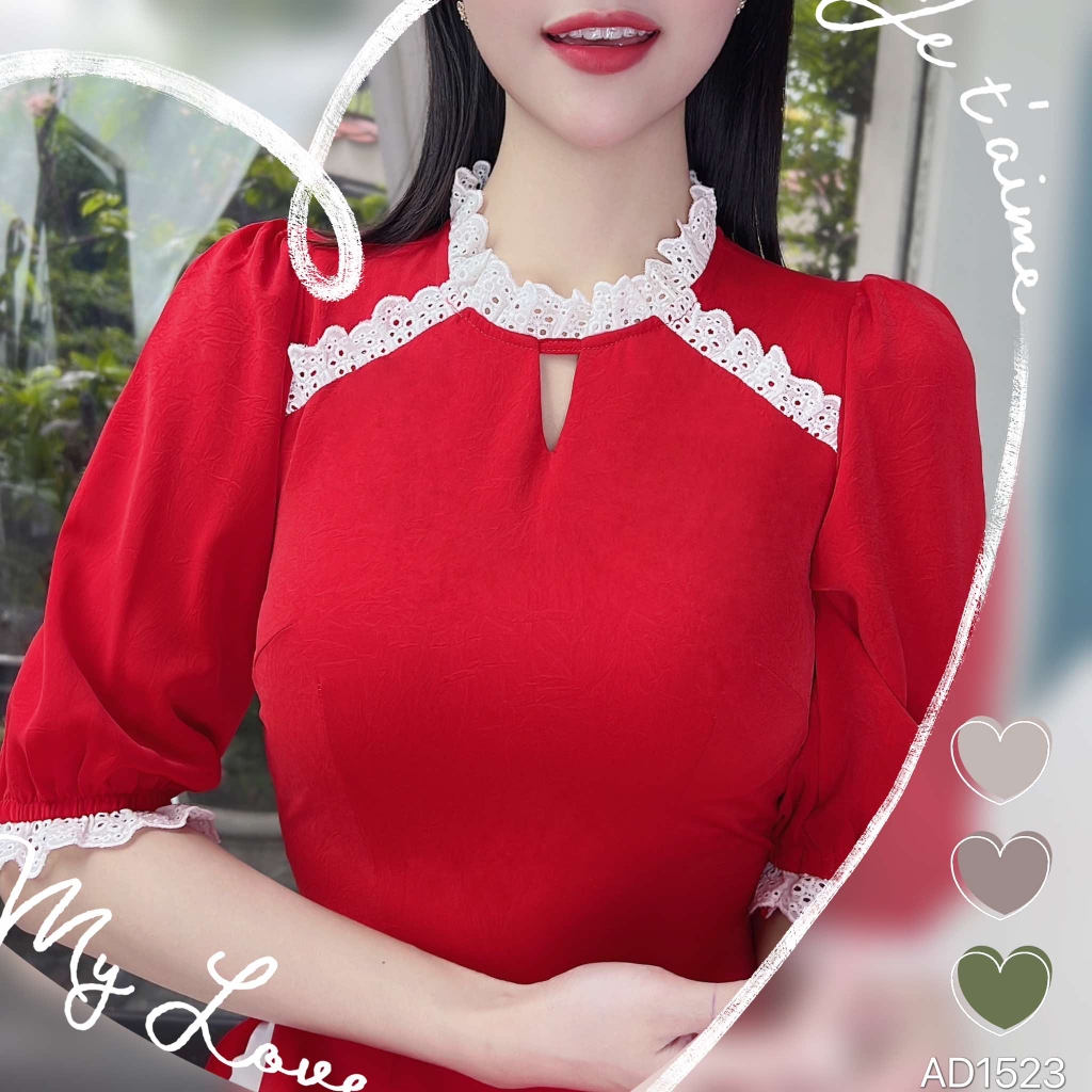Áo Dài Tằm Ren Boi AD1523 (áo lẻ)