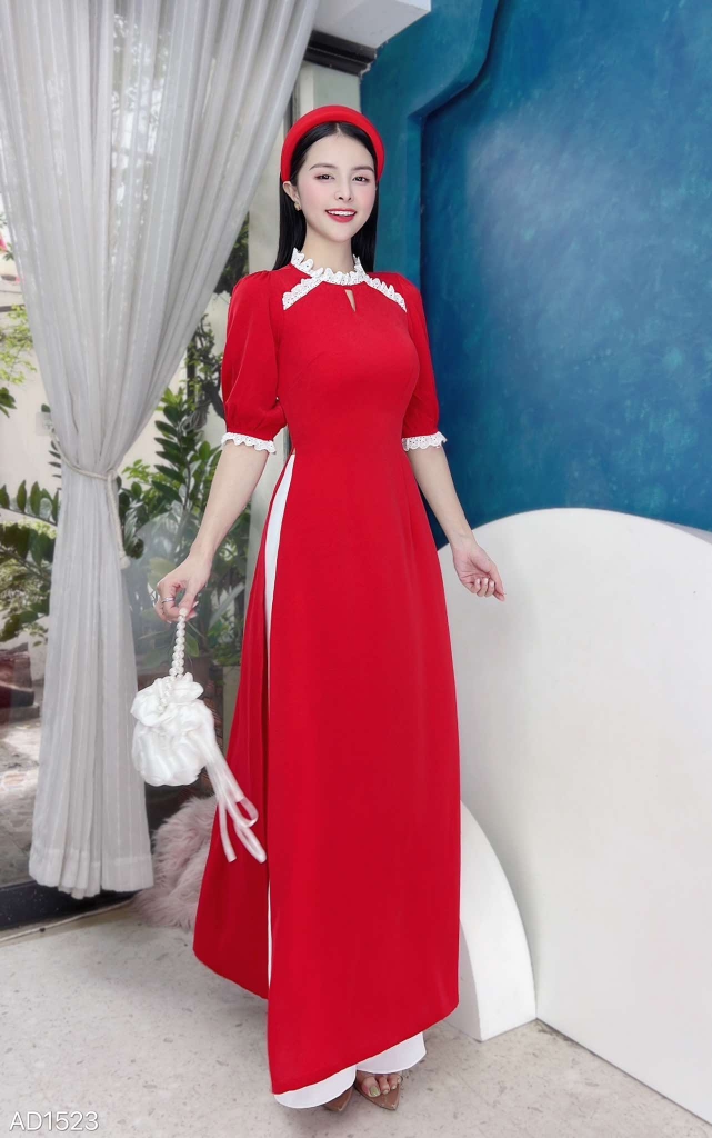Áo Dài Tằm Ren Boi AD1523 (áo lẻ)