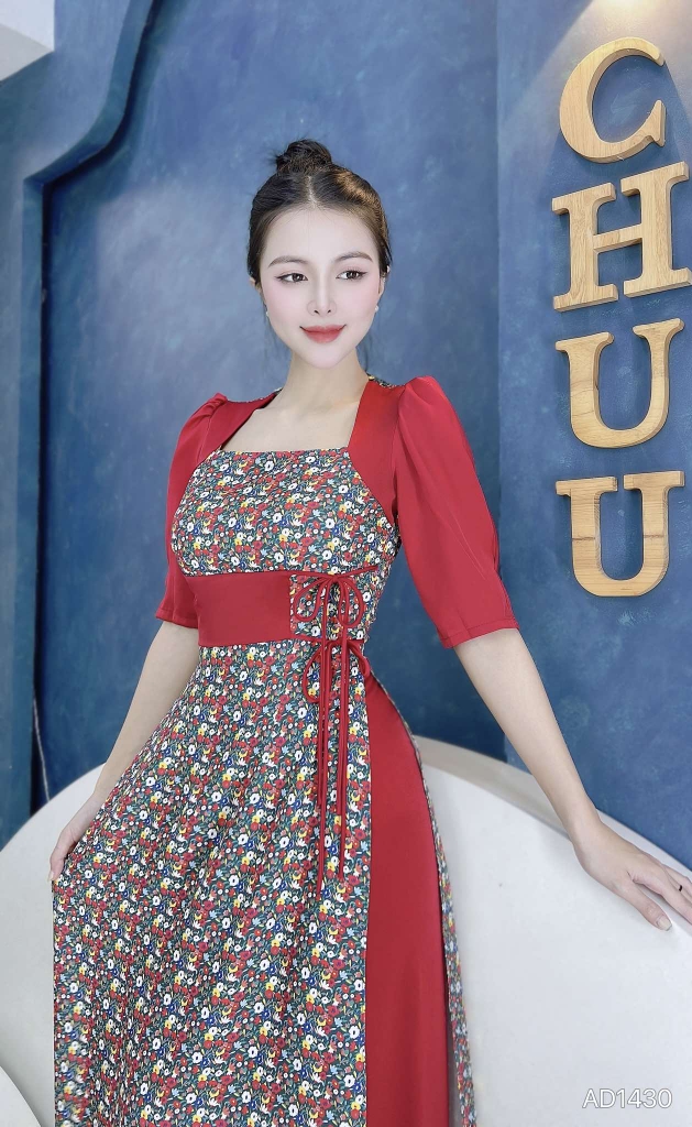 Áo Dài Cột Eo Cổ Vuông AD1430 (áo lẻ)