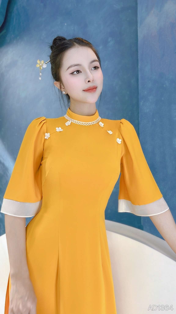 Áo Dài Mango Hoa Dừa AD1365 (áo lẻ)
