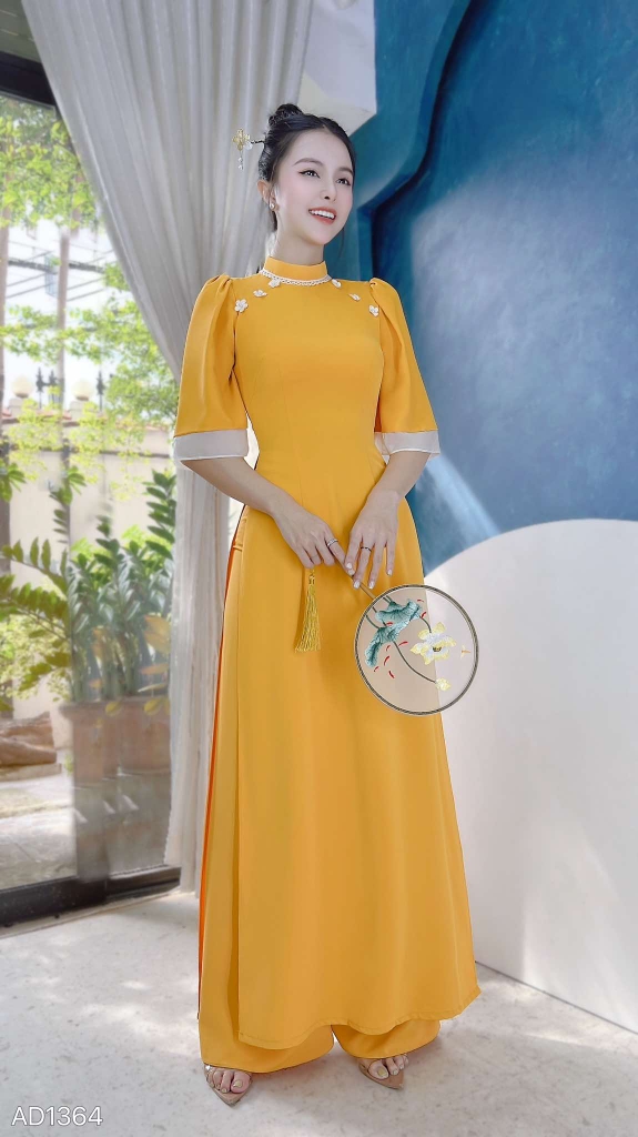 Áo Dài Mango Hoa Dừa AD1365 (áo lẻ)