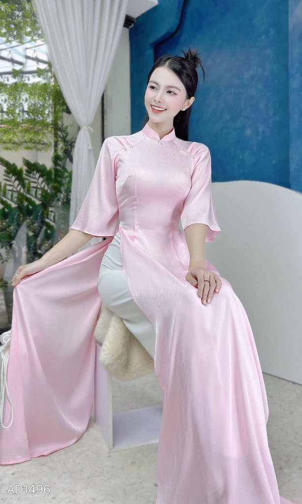 Áo Dài Vân Cá Raplan Tay A AD1496 (áo lẻ)