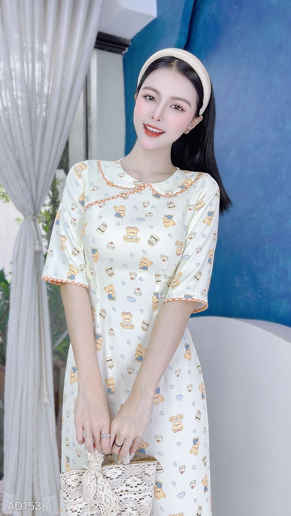 Áo Dài Viền Ô Lô Tô AD1538 (áo lẻ)