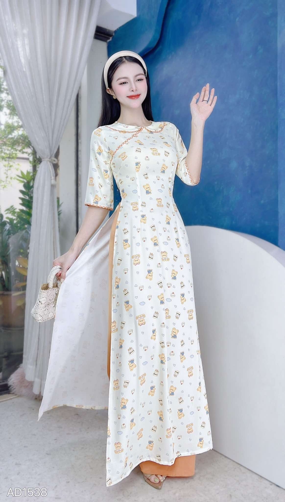 Áo Dài Viền Ô Lô Tô AD1538 (áo lẻ)