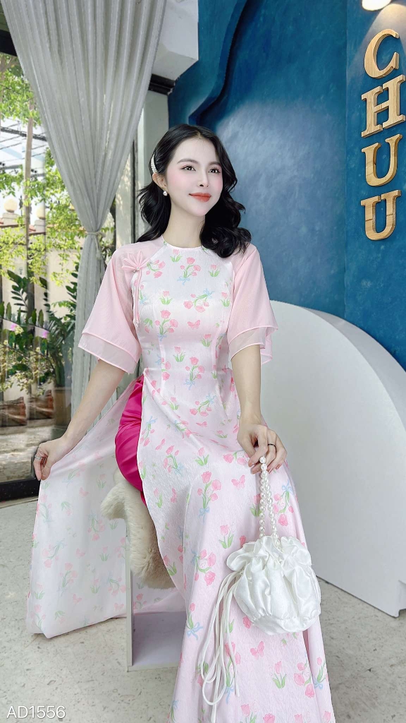 Áo Dài Tay Đôi Thùy Mỹ AD1556 (áo lẻ)