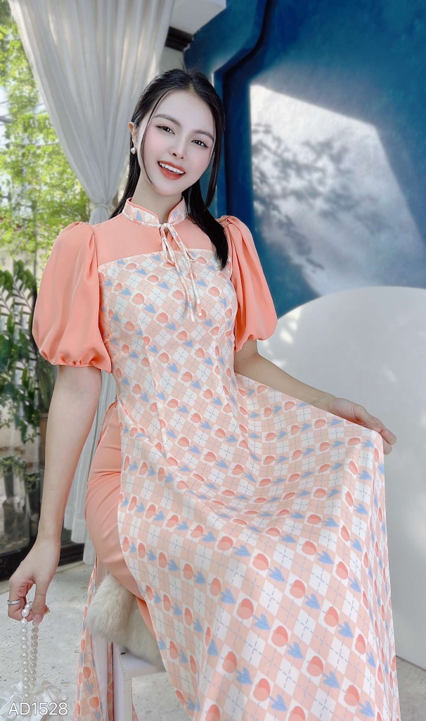 Áo Dài Ô Vuông Bub AD1528 (áo lẻ)