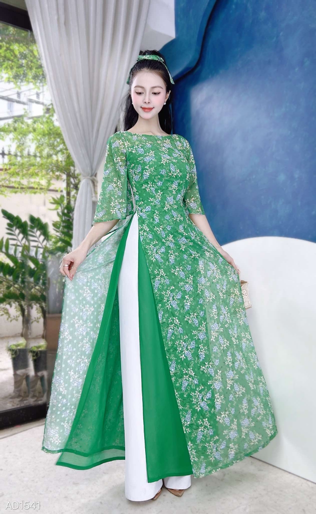Áo Dài 4T Cổ Thuyền Tay Xéo AD1541 (áo lẻ)