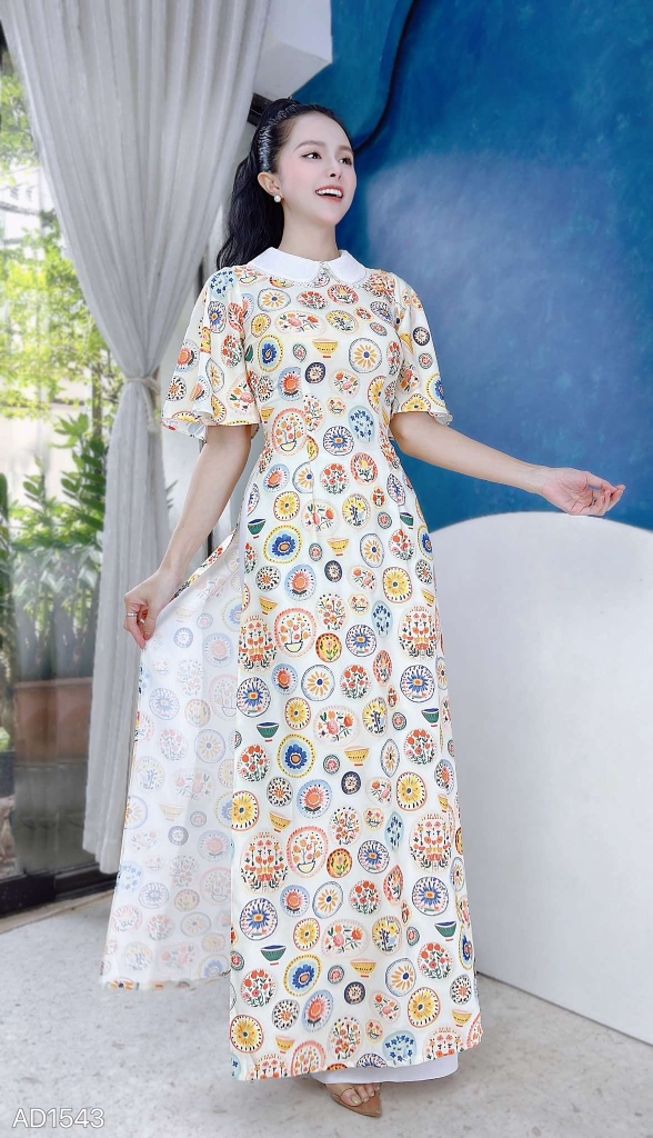 Áo Dài Chén Đĩa Ấm AD1543 (áo lẻ)