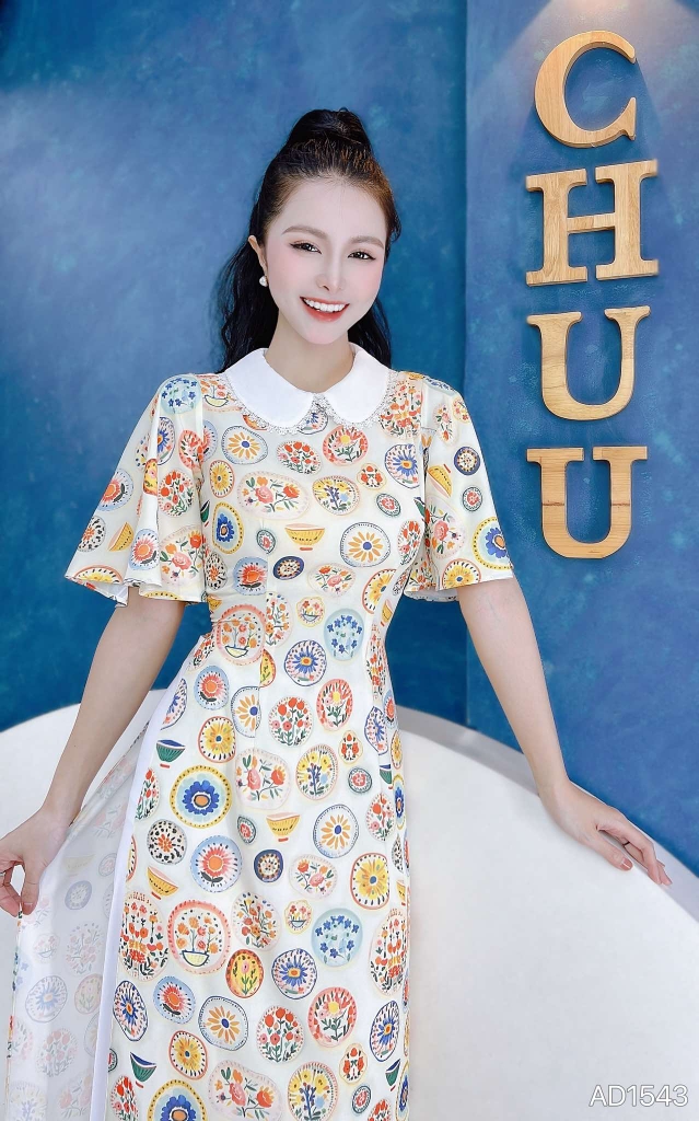 Áo Dài Chén Đĩa Ấm AD1543 (áo lẻ)