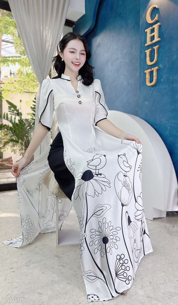 Áo Dài Họa Mi AD1558 (áo lẻ)
