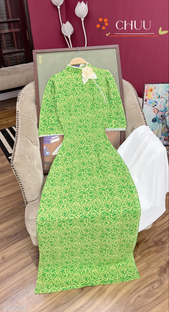 Áo Dài Mango Cổ Ngọc Lệch AD1534 (áo lẻ)
