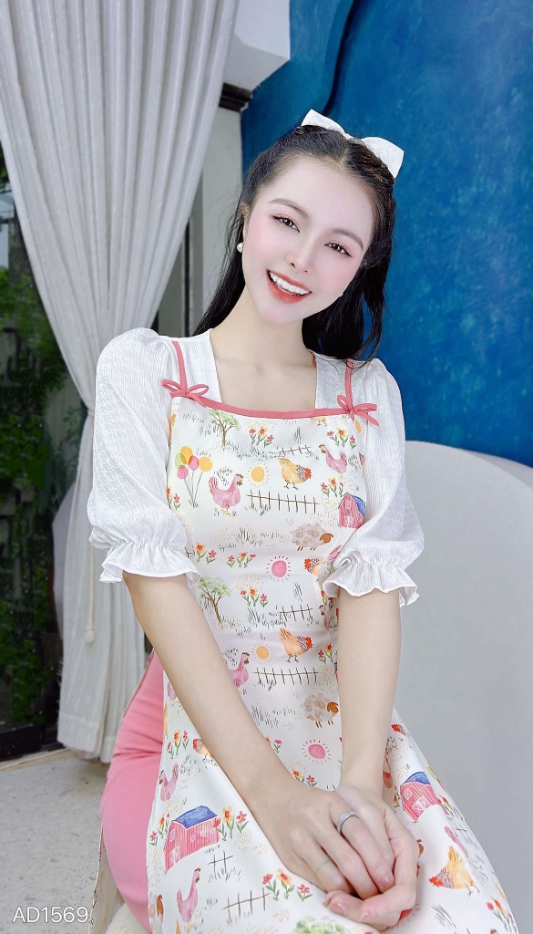 Áo Dài 2D Cổ Vuông AD1569 (áo lẻ)