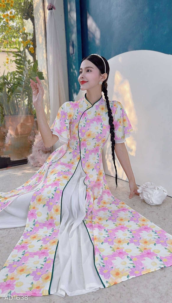 Áo Dài 3T Hoa Nước AD1638 (áo lẻ)