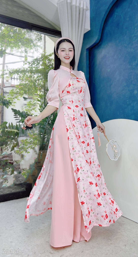 Áo Dài Gấm Phối Khoác AD1618 (áo lẻ)